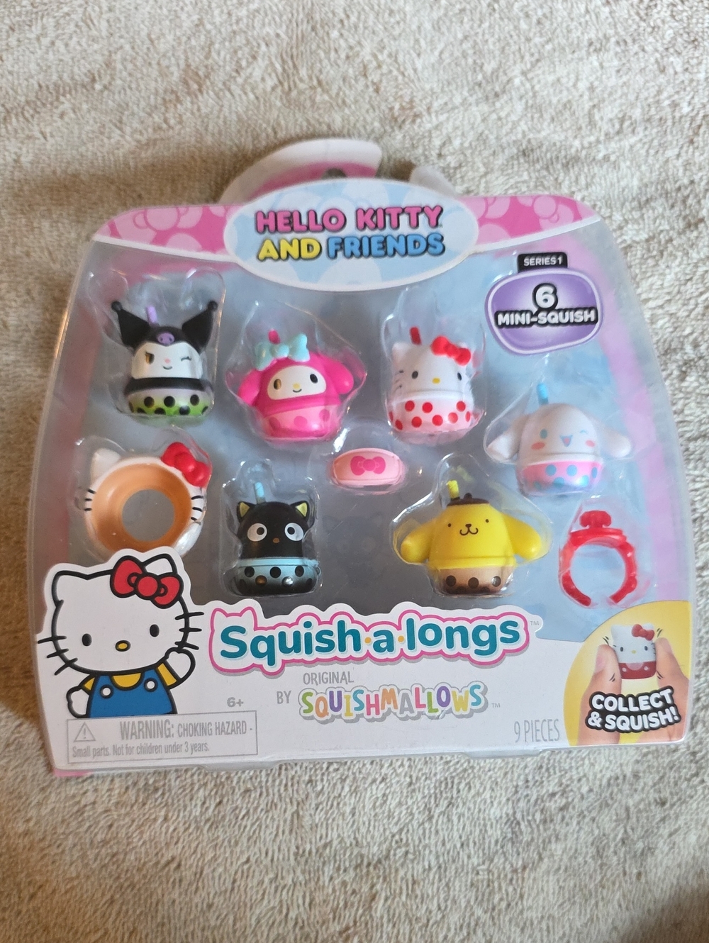 Squishmallows Squish-a-longs Mini Pack - Pink/Yellow/Black/White